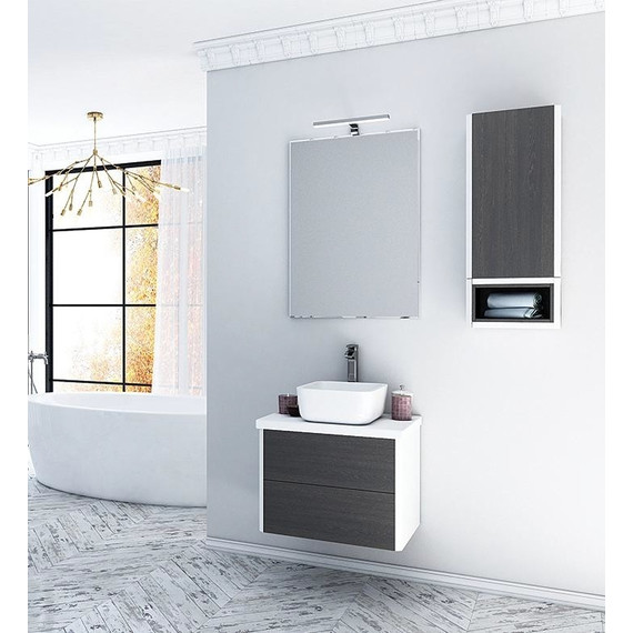 Тумба подвесная со столешницей Акватон Брук 60 см 1A201901BCDF0, белый/дуб феррара - фото 2