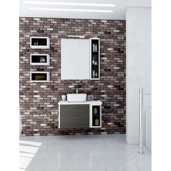 Тумба подвесная со столешницей Акватон Брук 60 см 1A201901BCDF0, белый/дуб феррара - фото 3