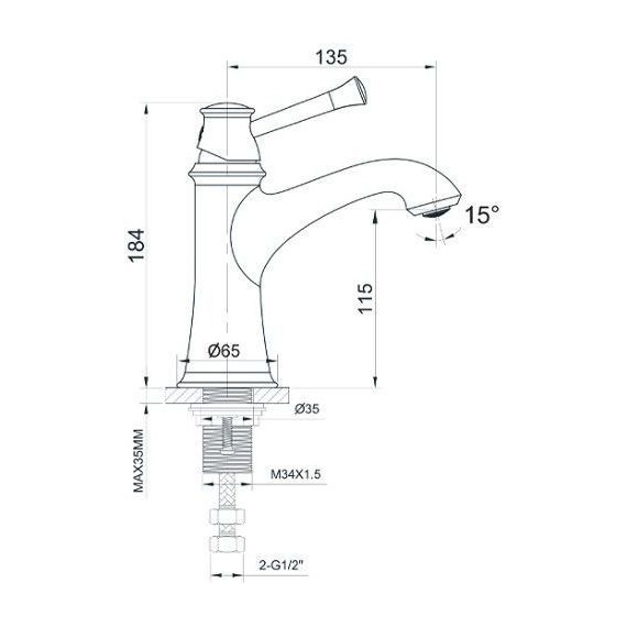 Набор смесителей 3 в 1 для ванны с коротким изливом Imprese Podzima Ledove - фото 6