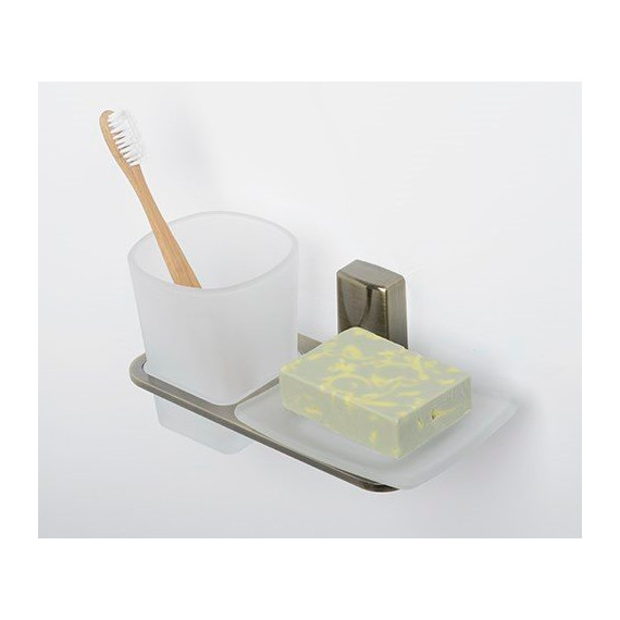 Стакан с мыльницей WasserKraft Exter K-5226, цвет светлая бронза - фото 3