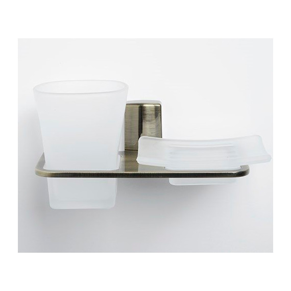 Стакан с мыльницей WasserKraft Exter K-5226, цвет светлая бронза - фото 2