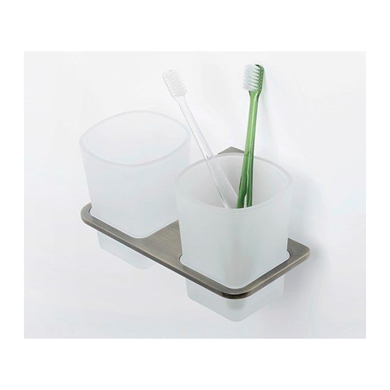 Стакан двойной для зубных щеток WasserKraft Exter K-5228D, цвет светлая бронза - фото 2