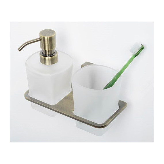 Дозатор для жидкого мыла со стаканом WasserKraft Exter K-5289, цвет светлая бронза - фото 2