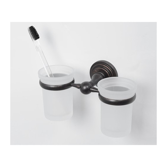 Стакан двойной для зубных щеток WasserKraft Isar K-7328D, цвет тёмная бронза - фото 2