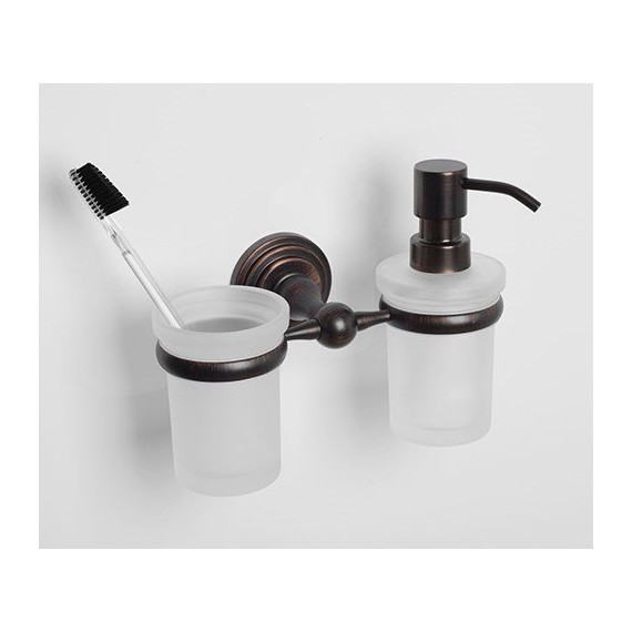 Дозатор для жидкого мыла со стаканом WasserKraft Isar K-7389, цвет тёмная бронза - фото 2