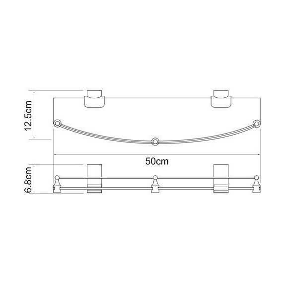 Полка стеклянная WasserKraft Exter K-5244 50 см, цвет светлая бронза - фото 4
