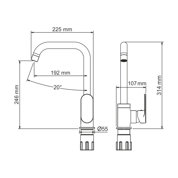 Смеситель для кухни WasserKraft Elbe A7407, чёрный - фото, картинка 7 Смеситель для кухни WasserKraft Elbe A7407, чёрный - фото 7