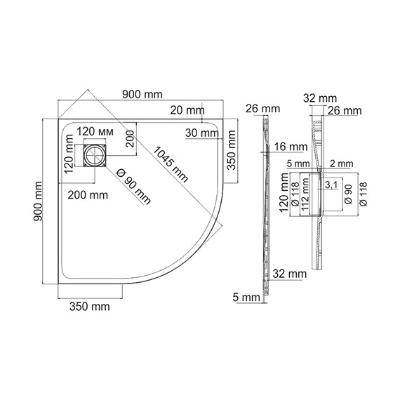 Поддон SMC WasserKraft Main 90х90 см 41T01 - фото, картинка 2 Поддон SMC WasserKraft Main 90х90 см 41T01 - фото 2