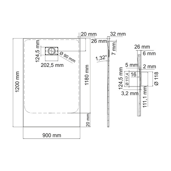 Поддон SMC WasserKraft Main 120х90 см 41T07 - фото 2