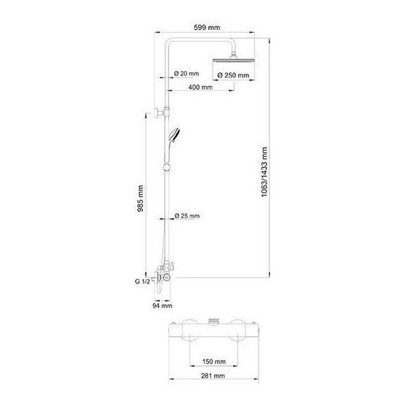 Душевая стойка с термостатом WasserKraft A13302 Thermo - фото, картинка 6 Душевая стойка с термостатом WasserKraft A13302 Thermo - фото 6