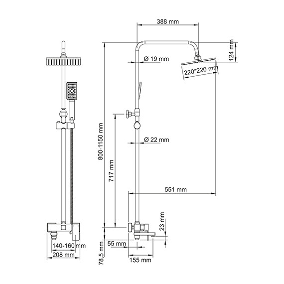 Душевая стойка WasserKraft A17701 - фото, картинка 8 Душевая стойка WasserKraft A17701 - фото 8