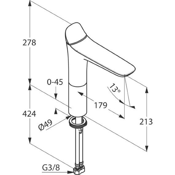 Смеситель для раковины высокий Kludi Ambienta 213 мм 532960575 - фото, картинка 5 Смеситель для раковины высокий Kludi Ambienta 213 мм 532960575 - фото 5