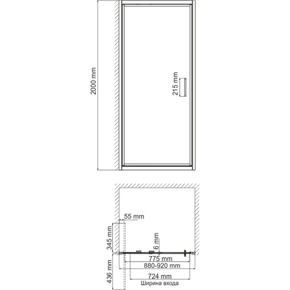Душевая дверь WasserKraft Salm 90 см 27I04, хром/прозрачное - фото 5