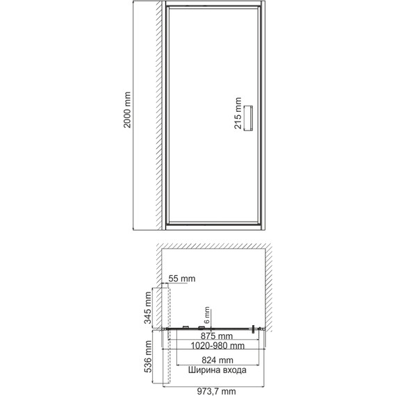 Душевая дверь WasserKraft Salm 100 см 27I12, хром/прозрачное - фото 5