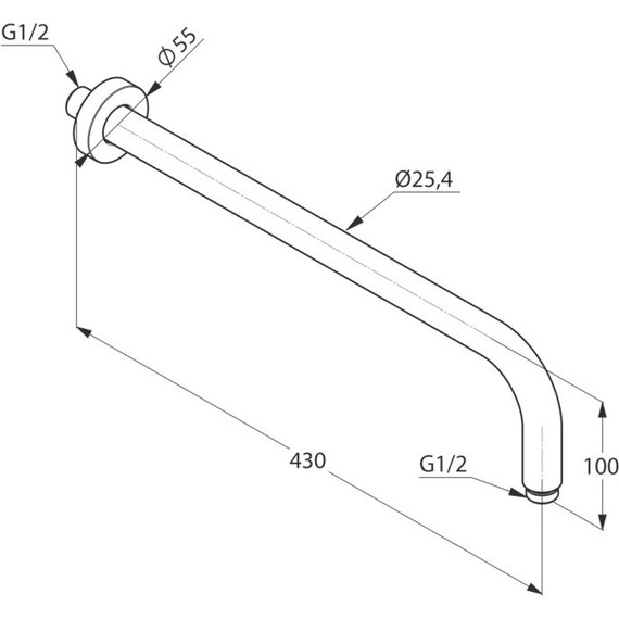 Кронштейн стеновой для верхнего душа Kludi A-QA 6651405-00, 400 мм - фото 3