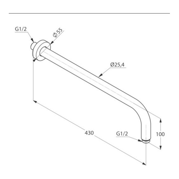 Кронштейн стеновой для верхнего душа Kludi A-QA 6651491-00, 400 мм, белый - фото 2