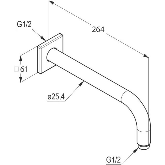 Кронштейн стеновой для верхнего душа Kludi A-QA 6653305-00, 250 мм - фото 2