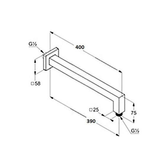 Кронштейн стеновой для верхнего душа Kludi A-QA 6654405-00, 400 мм - фото 2
