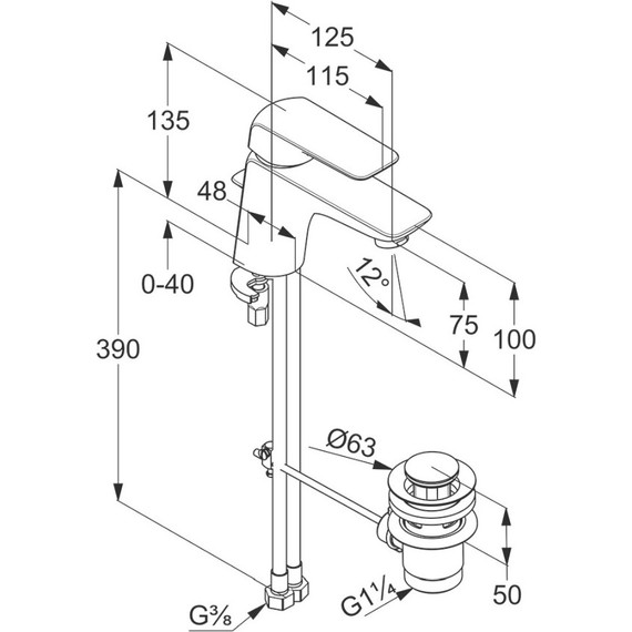 Смеситель для раковины Kludi Ameo 135 мм 410290575 - фото, картинка 8 Смеситель для раковины Kludi Ameo 135 мм 410290575 - фото 8