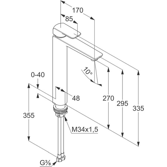 Смеситель для раковины высокий Kludi Ameo 270 мм 412980575 - фото 8