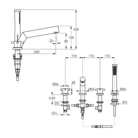 Смеситель для ванны Kludi Bozz 384240520 - фото 3
