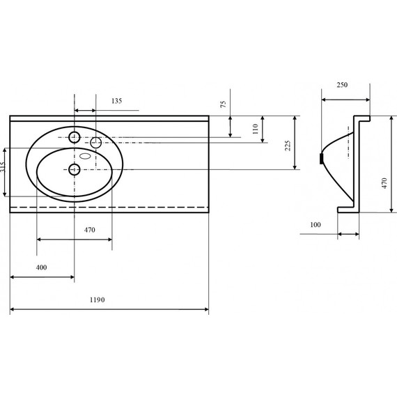 Раковина Акватон Отель 120 см 1A70093NOT01L - фото 4