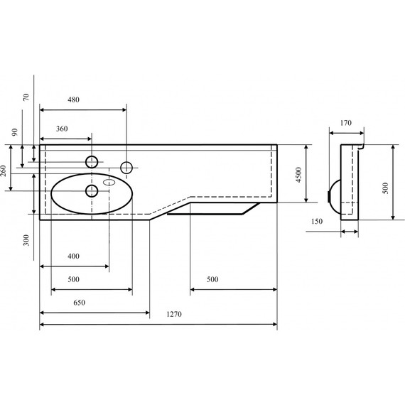 Раковина Акватон Отель 127 см 1A70123WOT01R - фото 4