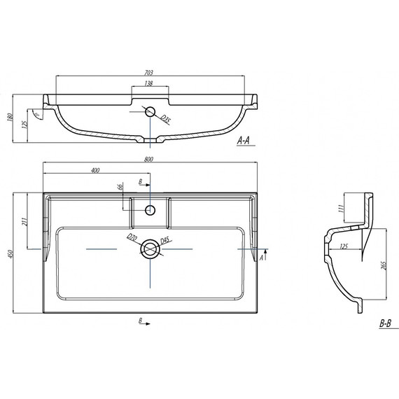 Раковина Акватон Фабиа 80 см 1A708031FB010 - фото, картинка 5 Раковина Акватон Фабиа 80 см 1A708031FB010 - фото 5