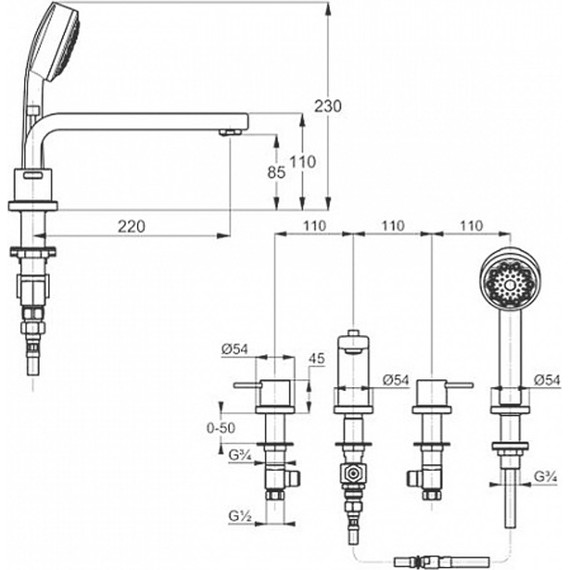 Смеситель для ванны Kludi Zenta 384240575 - фото 3