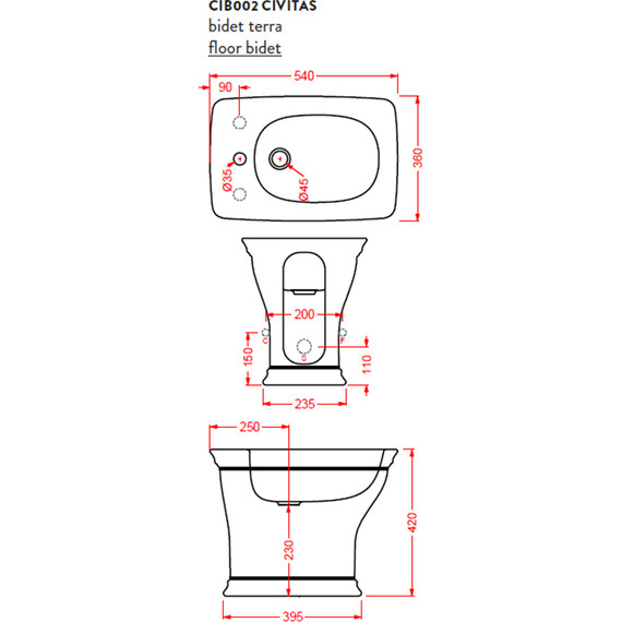 Биде напольное ArtCeram Civitas CIB002 01 00 bi*1 - фото 6