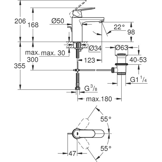 Смеситель для раковины Grohe Eurosmart Cosmopolitan 23325000 - фото, картинка 11 Смеситель для раковины Grohe Eurosmart Cosmopolitan 23325000 - фото 11
