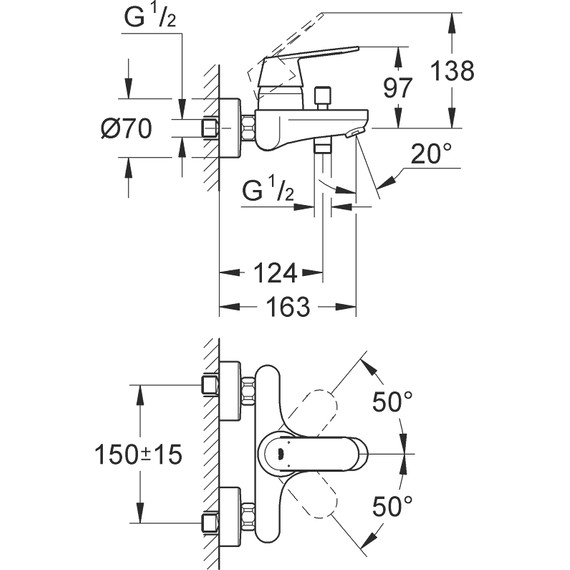 Смеситель для ванны Grohe Eurosmart Cosmopolitan 32831000 - фото 6