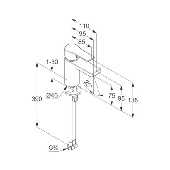 Смеситель для раковины Kludi Zenta SL 75 мм 482620565 - фото 3