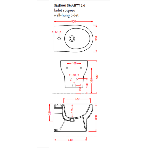 Биде подвесное ArtCeram Smarty SMB001 01 00 - фото, картинка 5 Биде подвесное ArtCeram Smarty SMB001 01 00 - фото 5