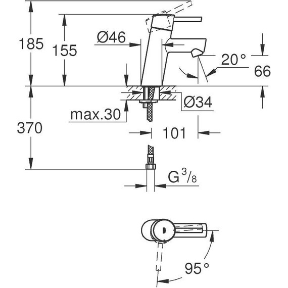 Смеситель для раковины Grohe Concetto new 155 мм 2338510E - фото, картинка 6 Смеситель для раковины Grohe Concetto new 155 мм 2338510E - фото 6