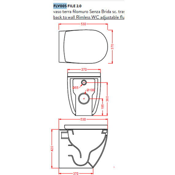 Унитаз приставной безободковый ArtCeram File 2.0 FLV005 15 00 grigio oliva - фото 2