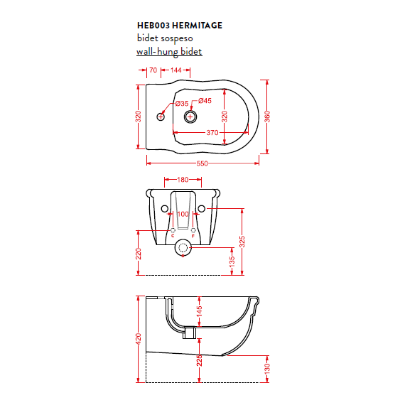 Биде подвесное ArtCeram Hermitage HEB003 01 00 - фото 7