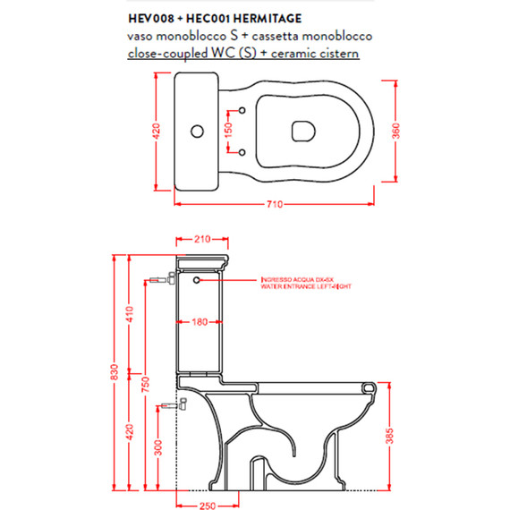 Унитаз-компакт вертикальный слив ArtCeram Hermitage HEV008 01 00 bi - фото 4