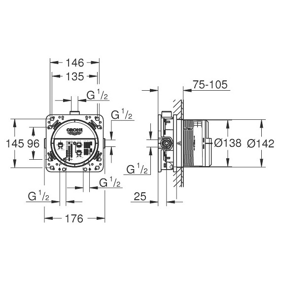 Скрытая часть Grohe Rapido SmartBox 35600000 - фото, картинка 2 Скрытая часть Grohe Rapido SmartBox 35600000 - фото 2