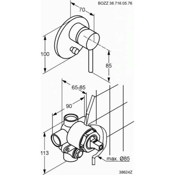 Смеситель для ванны Kludi Bozz 387160576 - фото 2
