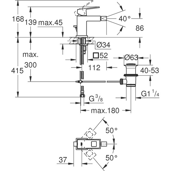 Смеситель для биде Grohe Eurocube 23138000 - фото, картинка 5 Смеситель для биде Grohe Eurocube 23138000 - фото 5