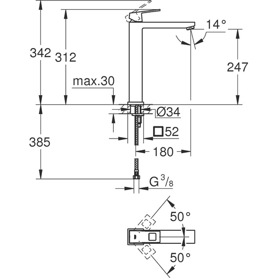 Смеситель для раковины высокий Grohe Eurocube 23406000 - фото, картинка 4 Смеситель для раковины высокий Grohe Eurocube 23406000 - фото 4