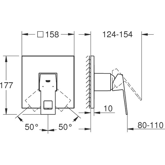 Смеситель для душа Grohe Eurocube 24061000 - фото, картинка 3 Смеситель для душа Grohe Eurocube 24061000 - фото 3