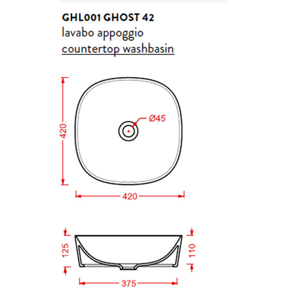 Раковина-чаша ArtCeram Ghost 40 см GHL001 01 00 bi*0 - фото 3
