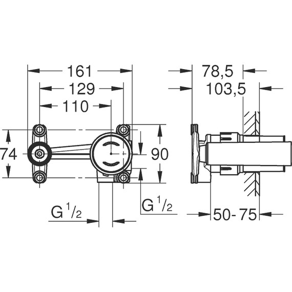 Скрытая часть для однорычажного смесителя на 2 отверстия Grohe Non Rapido OHM 23429000 - фото 4