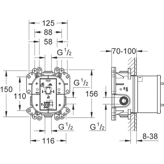 Скрытая часть Grohe Rapido OHM 35501000 - фото 4