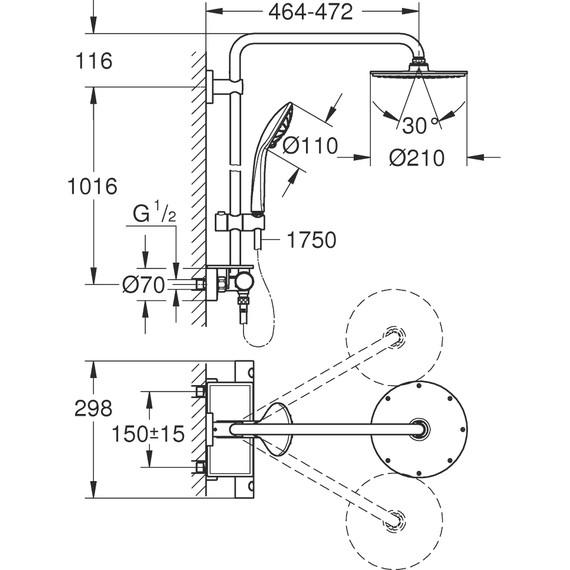 Душевая стойка с термостатом Grohe Euphoria System 210 26363000 - фото 3