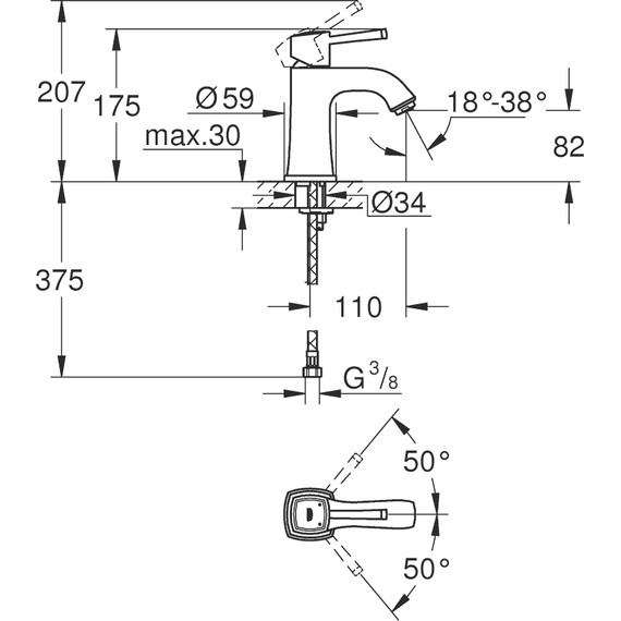 Смеситель для раковины Grohe Grandera 23310000 - фото 5