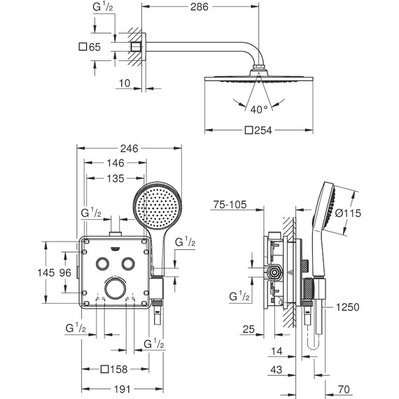 Душевая система для душа с термостатом Grohe Grohtherm SmartControl 34742000 - фото 2