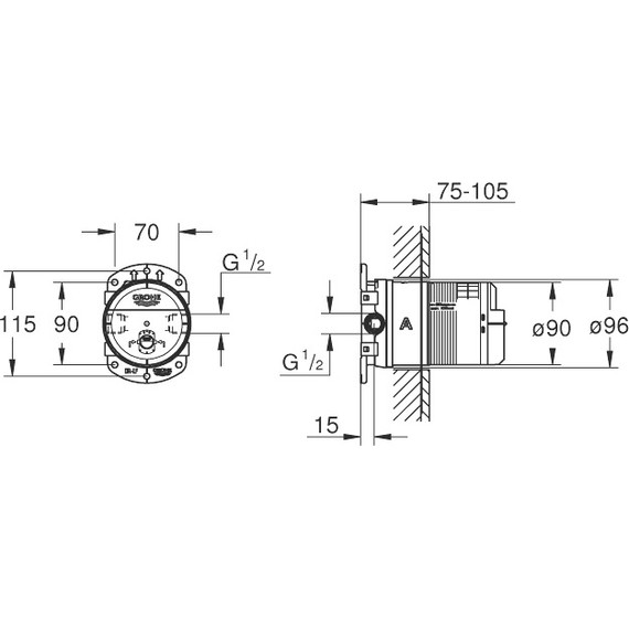 Скрытая часть для верхнего душа Grohe Rainshower SmartActive 26483000 - фото 3